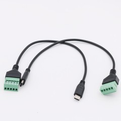 USB 3.1 Type-C Male to 5 Pin Screw Terminal Connector Shield Adapter Cable 30cm