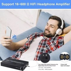 HIFI Headphone Amplifier Stereo Audio 3.5mm AUX 16-600Ω Portable for MP3/MP4/PS4