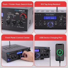 Pyle Compact Bluetooth Stereo Amplifier-Home Desktop Stereo Receiver System