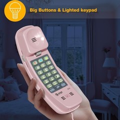 Pink Corded Trimline Princess Phone Easy Wall Mount Speed Dial Last Number Re…
