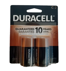 Duracell Copper Top C Coppertop 10 YEAR Alkaline Batteries 1.5 Volt 2 Pack