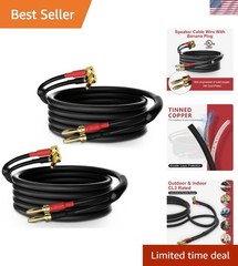 Bi-Wire Speaker Cable 6ft with Gold-Plated Banana Plugs for Home Audio
