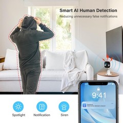 Jennov 2K WiFi Security Camera 2pcs Outdoor Camera, White & Black