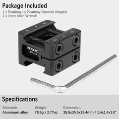 Yueoct Metal Picatinny to 35.5×35.5×25.4mm / 1.4×1.4×1.0in, Black