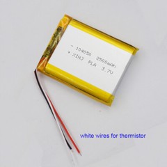 3.7V 2500mAh 9.25Wh Rechargeable Li Battery Lipo JST 3Pin NTC Thermistor 104050