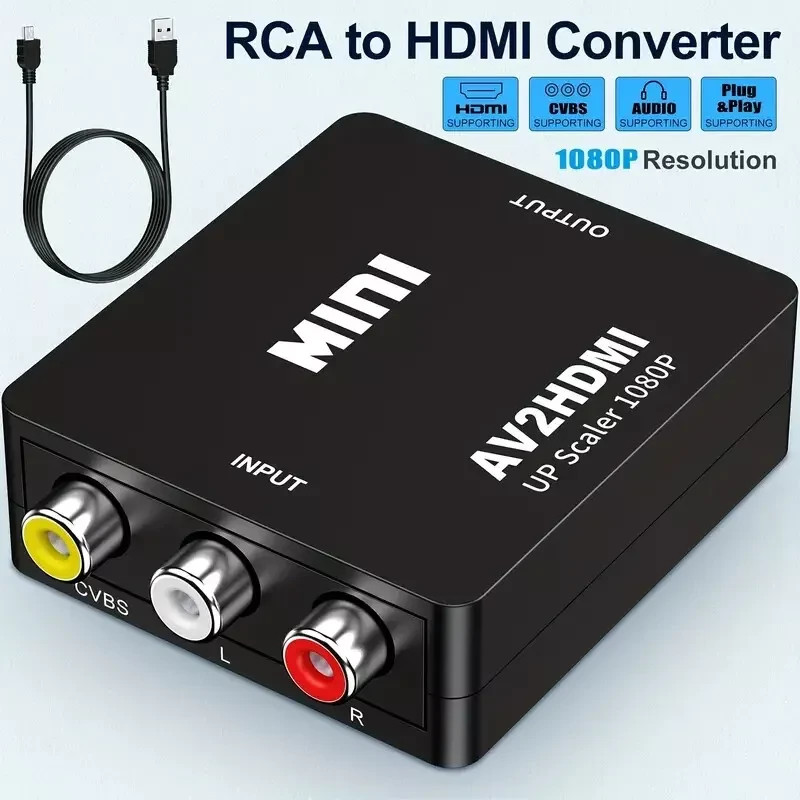 RCA AV to HDMI HD Converter Adapter Composite 3RCA CVBS Audio Video WiiNES SNES