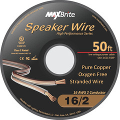 50 Ft. Spool High Performance 16 Gauge Speaker Wire, Oxygen Free Pure Copper – U