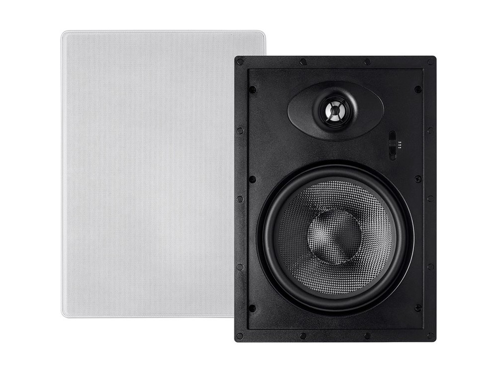 2-Way Carbon Fiber In-Wall Speakers – 8 Inch (Pair) with Paintable Magnetic Gril