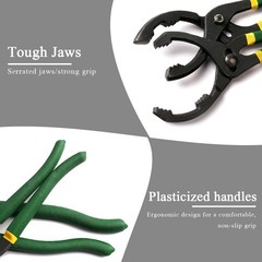 12″ Adjustable Oil Filter Pliers, Locking Jaw Fuel Filter Wrench with Nonslip Gr