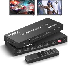 HDMI Matrix Switch 4 in 2 Out HDCP2.2 Auto Downscaler
