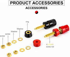 10Pcs M5 X 50Mm Speaker Binding Post, Pure Copper Screw Rod 4Mm Banana Socket Co