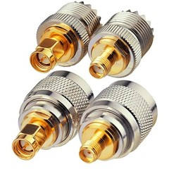 4 Pc UHF Male PL259 & Female SO239 to SMA Male & Female RF Connector Adapter Kit