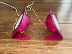 Early 2000s Metallic Hot Pink Wired Mini Speaker Duo Set TESTED & WORKING!