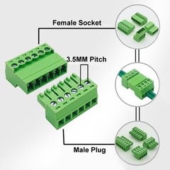 5 Set 6 Pin 3.5mm Pitch Screw Terminal Block Connector for 28-16AWG Pluggable…