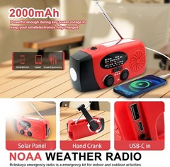 Emergency Solar Hand Crank Weather Radio 10000mAh Power Bank Charger Flash Light