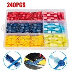 240Pcs Quick Splice T-Tap Insulated Crimp Terminals Kit Spade Wire Connectors US