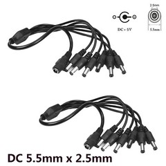 DC Power Splitter Cable 5.5mm x 2.5mm 1 to 6 Way CCTV Cameras LED Light Strip