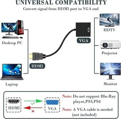 HDMI to VGA Adapter, High-Speed HDMI to VGA Converter Adapter Male to Female …