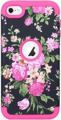 For iPod Touch 5th 6th 7th Gen – Hard Hybrid Armor Impact Case Pink Black Flower