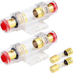 2 Packs Fuse Holders with 100A AGU/5AG Fuses, 4-8 Gauge AWG In-Line Car Amp Fuse