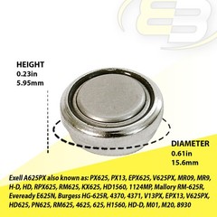 Exell Battery A625PX Watch Batteries Compatible With 1124MP 4370 4371 4625 625A