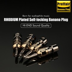 4PCS Brass Rhodium Plated Hi-end Audio Banana Plug Solder Locking Male Connector