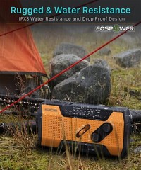 Emergency Weather Radio, AM/FM/NOAA, 7400mWh Power Bank, Solar & Hand Crank