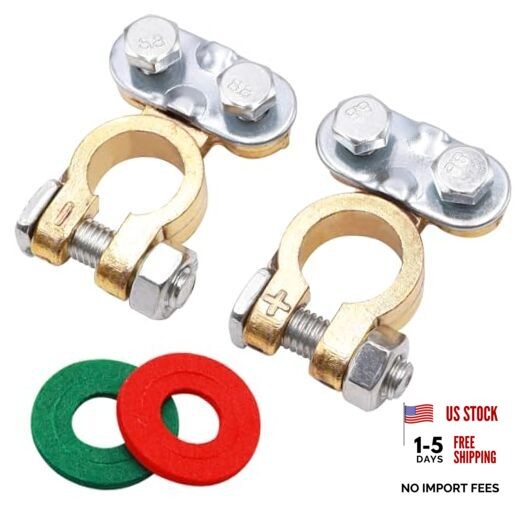 Battery Terminal Set with Anti-Corrosion Washers, Positive 1Pair silver