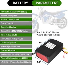 BtrPower 36V 25Ah Battery Pack Lithium LiFePO4 for Bicycle Motor E_Bik,e 30A BMS