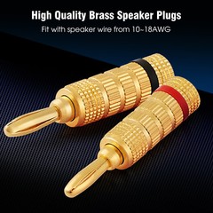 WGGE WG-3333 24k Gold Plated Speaker Banana Plugs-Closed Screw Type (6 Pairs)