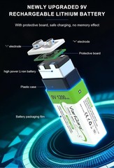 VariCore 1200mAh Rechargeable 9V Batteries USB C 2PCS,9 Volt USB Lithiumion B…