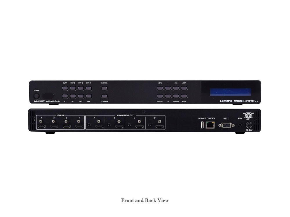 A-NeuVideo ANI-44HPSC 4×4 4K HDMI Matrix Routing Switcher with 1080 Down Scaling
