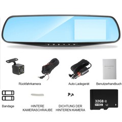 1080P HD Rearview Mirror Car DVR Dual Dash Cam Camera Front Rear Video Recorder