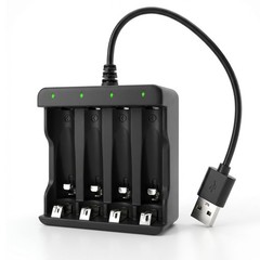 BEVIGOR 4 Bay AA AAA Battery Charger, USB High Speed Independent Slot Black