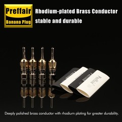 4PCS Brass Rhodium Plated Hi-end Audio Banana Plug Solder Locking Male Connector