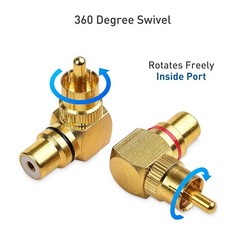 2 Pack Right Angle RCA Adapter 90 Degree Gold Plated Audio Video Connector Decor