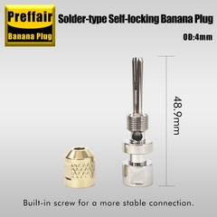 4PCS Brass Rhodium Plated Hi-end Audio Banana Plug Solder Locking Male Connector