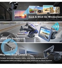 Wireless 5″ Monitor Solar Magnetic Backup Camer For Truck Car Trailer RV 1080P