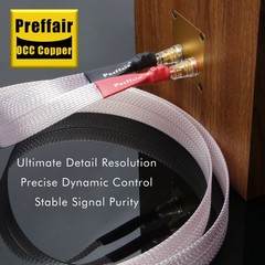 Silver Plated 8N OCC PTEE Ribbon Flat HiFi Speaker Wire Cable with Banana Plug