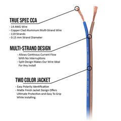 Skar Audio 14 Gauge CCA Car Audio Speaker Wire – 100 Feet (Matte Brown/Blue)