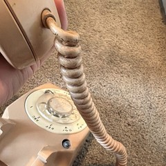 Vtg ITT Model 500-13 Rotary Desk Phone, Beige w/ Rare Clear Indicator Light Lens