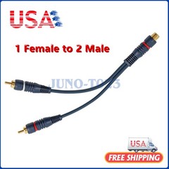 Audio Y-Converter Splitter Adapter RCA 1 Female to 2 Male New