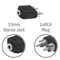 2 Pack 3.5mm Female Jack to 2 RCA Male Plug Stereo Audio Adapter AUX Converter