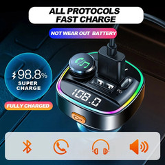 Bluetooth 5.0 Car Wireless FM Transmitter Adapter USB PD Charger AUX Hands LOT/