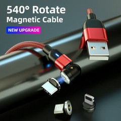 180°+360° Rotate Magnetic Charger Cable Phone Fast Charging Type C Micro USB IOS