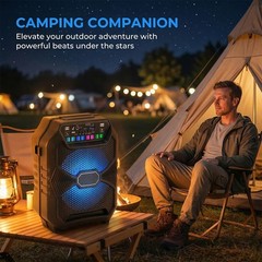 Rechargeable Bluetooth Speaker w/ 8” Woofer Portable LED Party Speaker AUX TWS