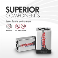 Tenergy 9V Li-ion Rechargeable Battery 600mAh With Charger Options LOT