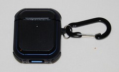 New Navy Blue & Black Hard Plastic AirPods Protective Case with Carabiner Clip