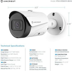 Amcrest 5MP IP5M-B1186EW UltraHD Bullet POE IP Camera Security 1 Year Warranty