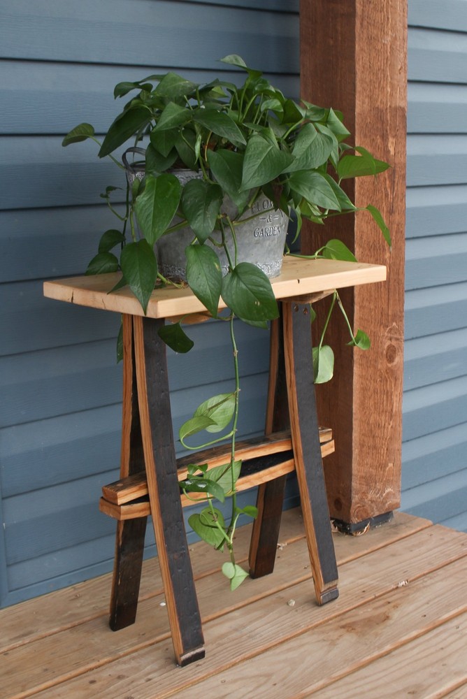 AmishToyBox.com Rustic Plant Stand or End Table with Wormy Maple Top and…